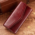 KAVIS High capacity Genuine Leather Wallet Female Coin Purse Women Portomonee Clutch Clamp Money Bag Card Holders Handy Perse