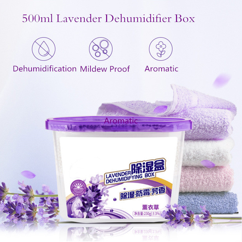 500ml Lavender Mini Dehumidifier For Home Wardrobe Clothes Dryer with Desiccant Car Air Dryer Moisture Absorbent Box