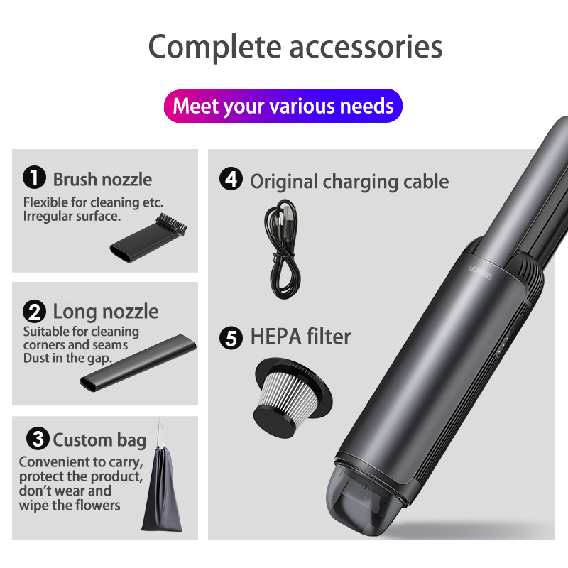 5200pa USB Portable Car Vacuum Cleaner, Powerful Home&Car Dual-use Vacuum Cleaner, Handheld Mini Car Vacuum Cleaner