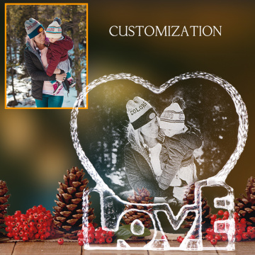 Photo Custom Crystal Photo Frame Love Heart Laser Engraved Customized Glass Wedding Photo Album Personalized Souvenirs Gift