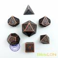 Bescon New Style Antique Copper Solid Metal Polyhedral Dice Set of 7 Copper Metallic RPG Role Playing Game Dice 7pcs Set D4-D20