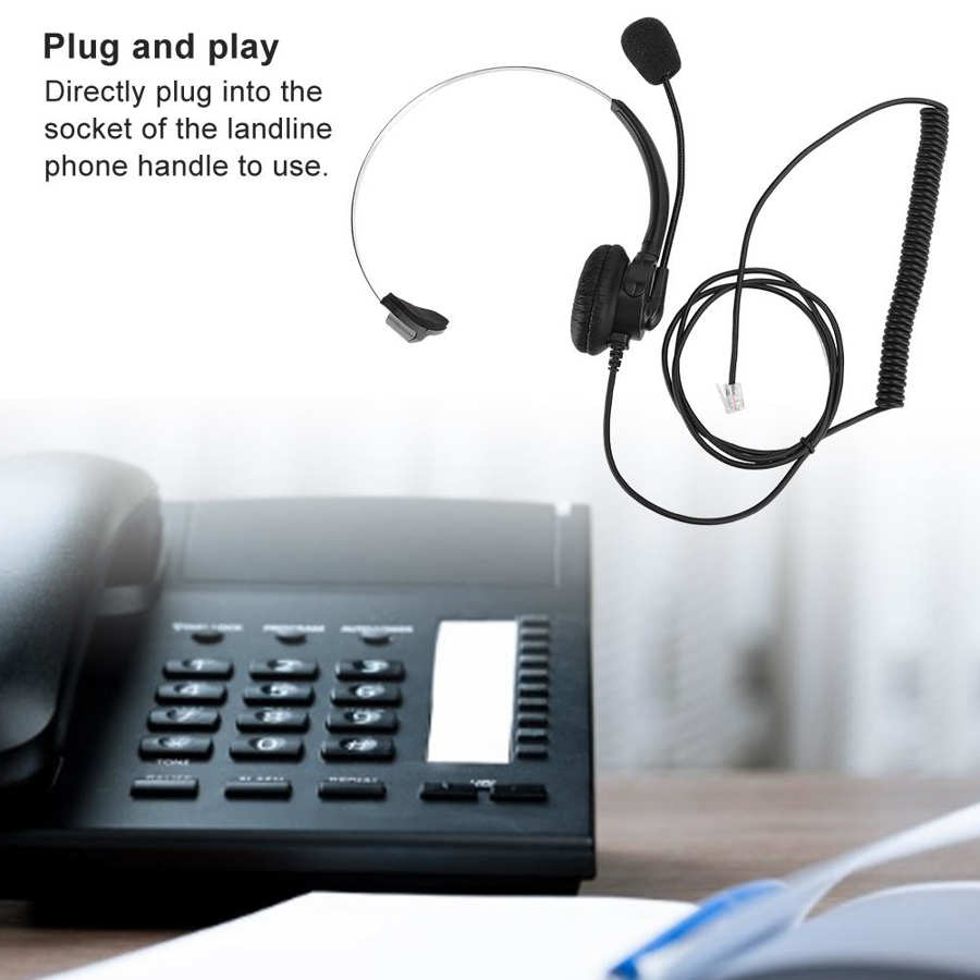 Telephone Monaural Headset Landline Phone Headphone with Microphone for Home Use Hot Sale