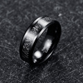 Black Silver Color Inlaid Imitation Vermiculite Tungsten Steel Ring Black Finger Ring For Men's Business Wedding Party Jewelry