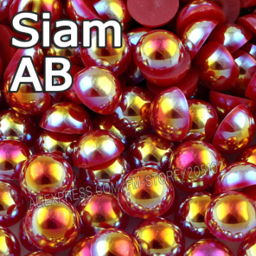 Siam AB Red Half Round bead Mix Sizes 2mm 3mm 4mm 5mm 6mm 8mm 12mm imitation ABS Flat back Pearl DIY Nail jewelry Accessory