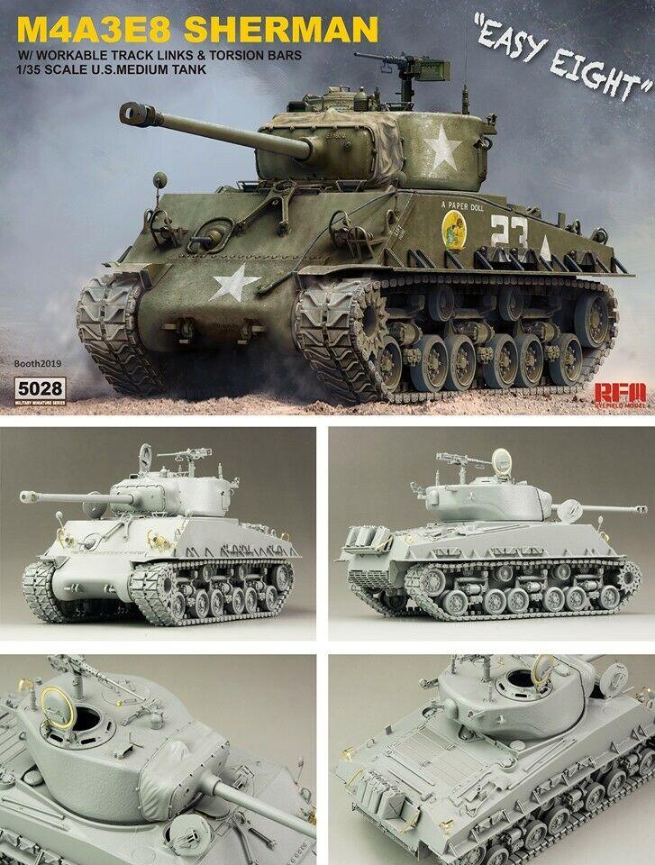 Rye Field 5028 1/35 M4A3E8 SHERMAN with workable track links 2019 New RMF Model