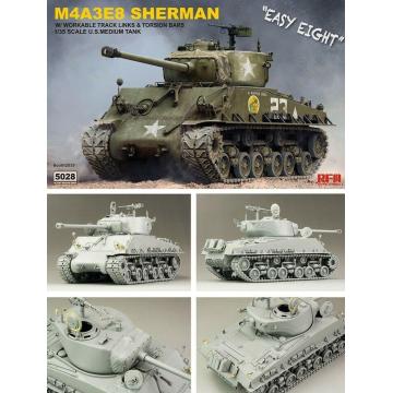 Rye Field 5028 1/35 M4A3E8 SHERMAN with workable track links 2019 New RMF Model