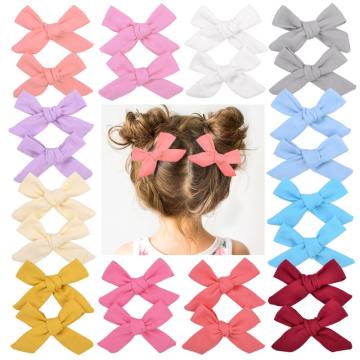 2pcs/set Solid Cotton Hiar Bows With Clip For Baby Girls Boutique Handmade Hair Clip Hairgrip Barrettes Hair Acesssories 056