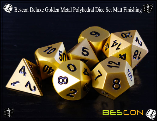 Bescon Deluxe Golden Metal Polyhedral Dice Set Matt Finishing-3