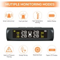 Wireless Solar Tpms Car Tire Pressure Temperature Monitoring System Lcd Color Sn with 4 External Sensors