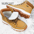 SURGUT Brand Men's Winter Boots Warm Men's Snow Boots High Quality Leather Waterproof Autumn Men Breathable Boots Work Shoes