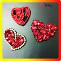 Heart red strass appliques with beaded