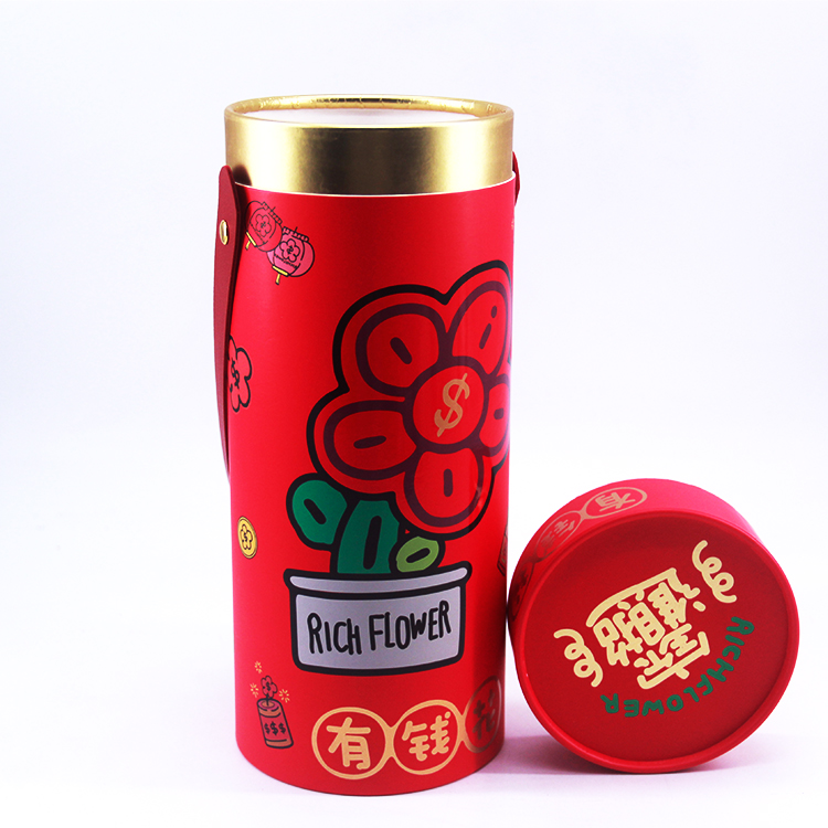Customized paper tube gift box with handle