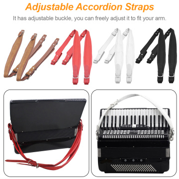 2019 New 1 Pair Soft Synthetic Leather Accordion Shoulder Straps Belt for 16-120 Bass Accordions 83-110cm Adjustable Length