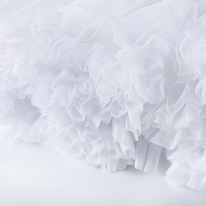 Women Girls Ruffled Short Petticoat Solid White Color Fluffy Bubble Tutu Skirt Puffy Half Slip Prom Crinoline Underskirt No Hoop