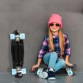 22inch Skate Board Flashing Light Mini Skateboard Plastic Longboard Four-wheel Fishboard Street Outdoor Sports For Girl Boy