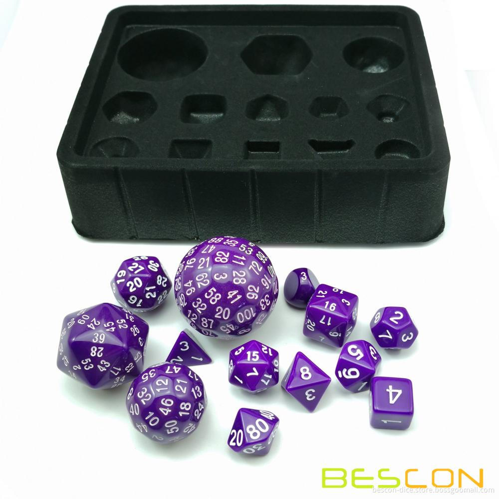 Bescon Complete Polyhedral RPG Dice Set 13pcs D3-D100, 100 Sides Dice Set Solid Colors