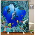 Sunlight Ocean Sea Animal Dolphin Fish Waterproof Shower Curtain Bathroom Curtains Sea Scenery Bath Screen Bathroom Decor