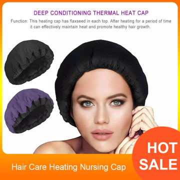 Heating Cap Deep Conditioning Heat Cap Hair Care Microwavable Heat Cap Steaming Microfiber Cotton Reversible Flaxseed Interior