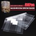 50Pcs Grow Bag PVC Mushroom Root Spawn Farm Grow Bag Substrate High Temp Pre Sealable Garden Supplies Grow Bags 250x500x0.06mm