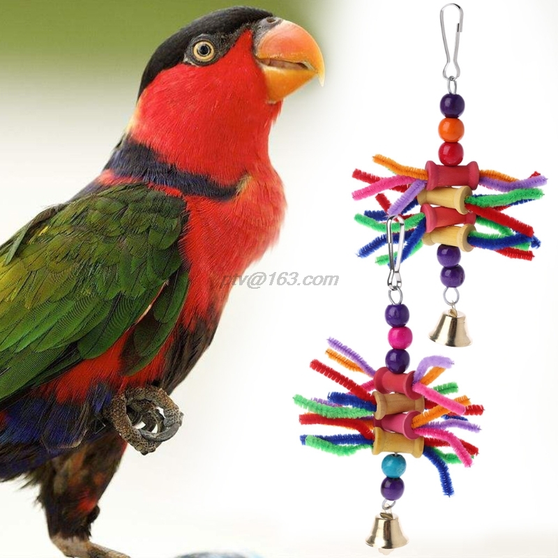 OOTDTY Parrot Chew Toys Multicolor Bird Parrot Bite String Toys Swing Cage Accessories