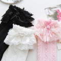 Baby 0-6 Years Double Lace Baby Girls Knee High Socks New Kids Toddlers Girls Princess Sock Black White Pink