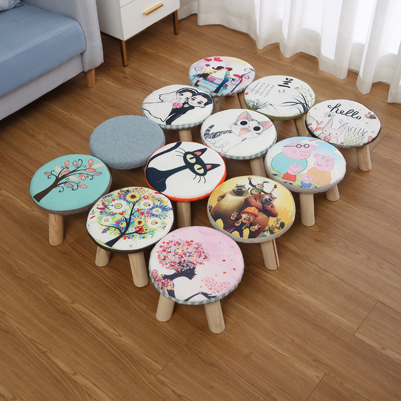 Home Small Stool Solid Wood Chair Household Small Chair For Shoes Round Stool Adult Sofa Low Stool Creative Chairs