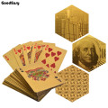 24K Plated Euro US dollars Style Waterproof Plastic Playing Cards Gold Foil Poker PVC Magic Card Table Games Casino Accessories