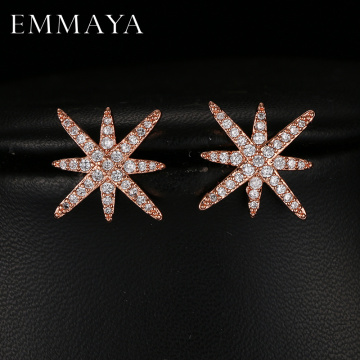Emmaya Europe Star Stud Earrings Famous Brand Micro Pave Setting Cubic Zirconia Simple David Star Jewelry For Lady