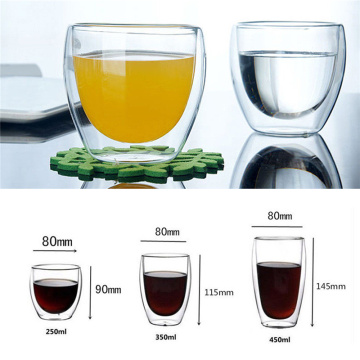 Heat-resistant Glass Cup Double Layer Cups 150-450ml 3 Size Double Wall Cup Coffee Tea Beer Insulated Mug Espresso Cup Wine Beer