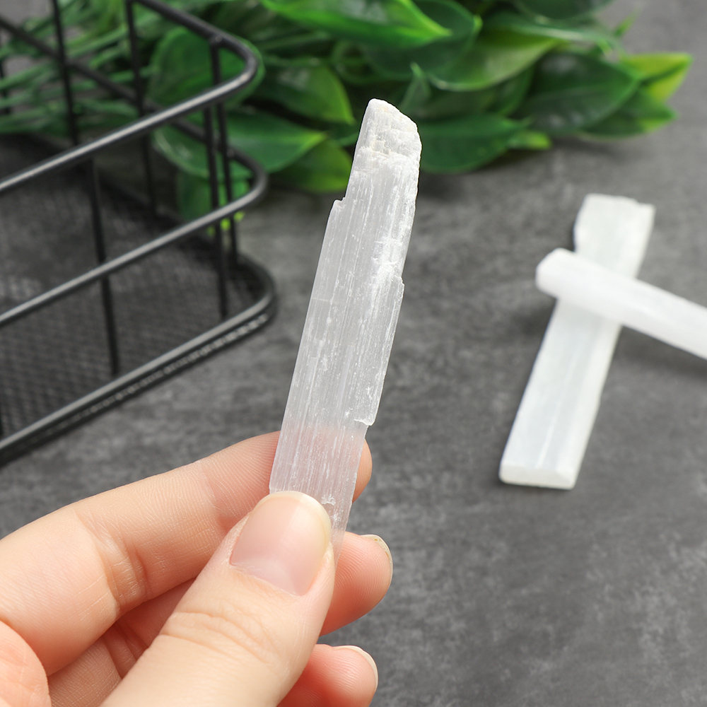 1PC Natural White Selenite Gypsum Sticks Reiki Crystal Energy Wand Healing Stone Mineral Ore Raw Gemstone DIY Jewelry Making