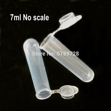 200pcs 7ml Plastic circular bottom centrifuge tube without scale lab Sample culture tube with cover