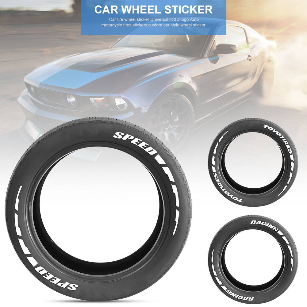Car Tire Wheel Sticker Personalized Tires/Racing/Speed + Cutter Universal Auto Motorcycle Tire 3D Stickers Car Style Wheel Label