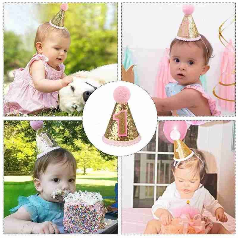 1pc Glitter Cloth Small Pointed Hat Mini Party Hat Boys Girls First Birthday Nautical Felt Party Hat Newborn Birthday Hat