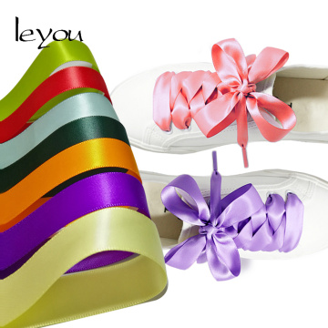 Leyou 80-160cm Flat Silk Shoe Laces Colorful Satin Silk Ribbon Shoelaces Sneaker Shoe Strings 2cm Wide Shoelaces