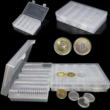 100pcs/box Clear Coin Containers Boxes Holders Wallet Holders Money Boxes Collection Protectors