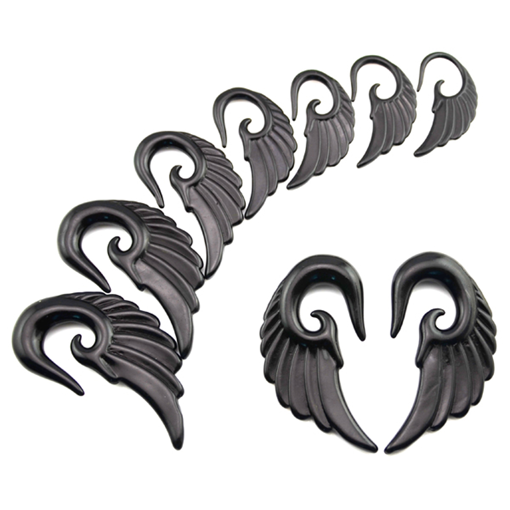 2PCS Acrylic Angel Wing Design Spiral Plugs Ear Gauges Alargador De Orelha Expander Ear Plugs and Tunnels Body Jewelry Piercings