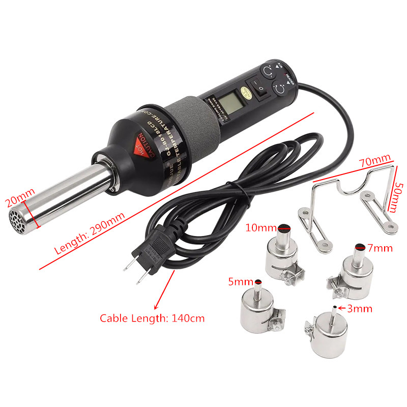 GJ-8018 LCD 450W Hot Air Gun Soldering Station BGA Rework Station Heating Heat Gun Desoldering Power Nozzles Solder Welding Tool