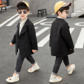 New Winter Jackets Boys Solid Woolen Double-breasted Baby Boy Trench Coat Lapel 4-12 Y Kids Outerwear Coats Wool Coat For Boys