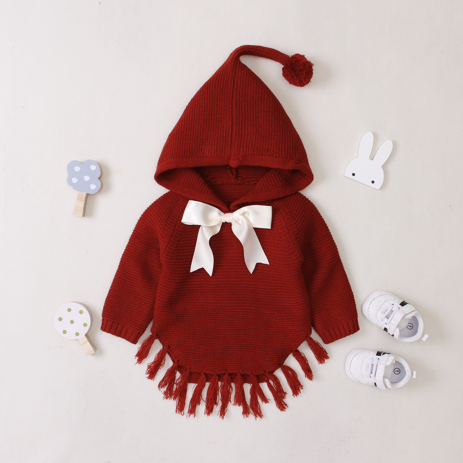 Citgeett Fall Autumn Toddler Baby Girls Knit Tassel Coat Jacket Outwear Hooded Autumn Winter Fashion Clothes