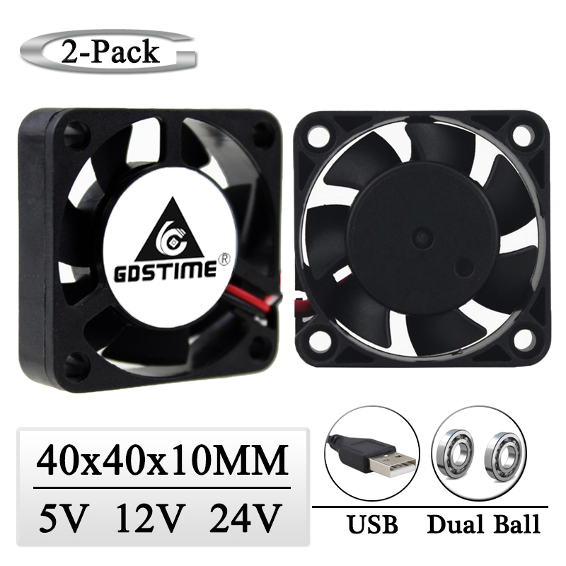 2 Pcs Gdstime 5V 12V 24V 40x40x10mm 40mm Ball Bearing Mini Brushless DC Small Cooling fan 4010 4cm 3D Printer Exhaust Cooler