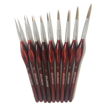 KOLAMOON 9pcs Detail Paint Brush Set Sable Hair Miniature Line Pen for Detail Art Painting Brush Art Nail Drawing