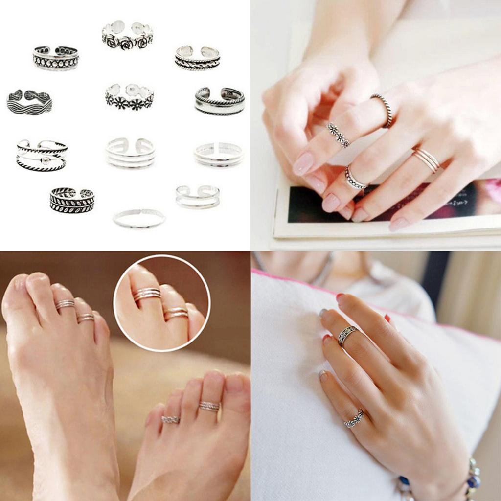 Toe Rings for Women Summer Beach Open Adjustable Toe Ring Set Hawaiian Finger Foot Jewelry Gift Sandals Beach Jewelry