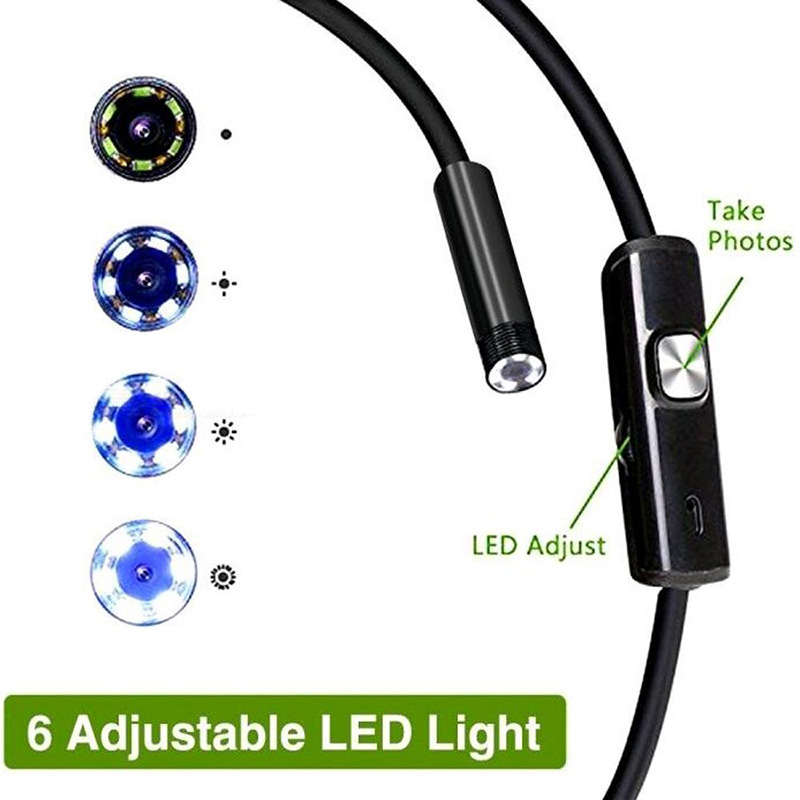 TYPE-C/Mirco USB Android Mobile Phone Endoscopic 5.5 Mm 1 M 2 M 5M 10M Industrial Mini Video Camera 6 led light