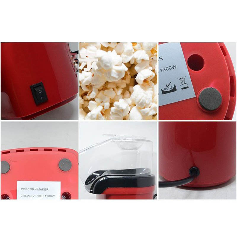 1200W Mini Household Healthy Hot Air Oil-Free Popcorn Maker Machine Corn Popper For Home Kitchen Eu Plug