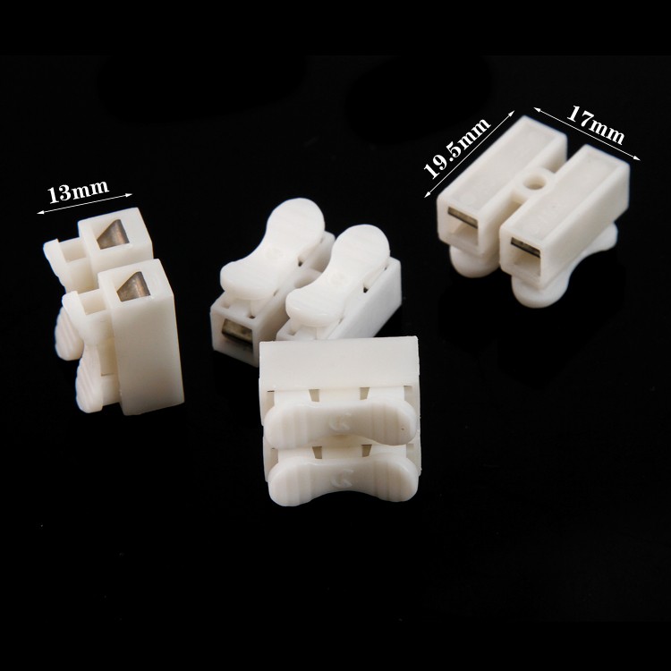 10pcs/bag Spring Wire Quick Connector 250V 2P Splice Clamp Terminal Cable Block 2 Way Easy Fit for led strip CH-2