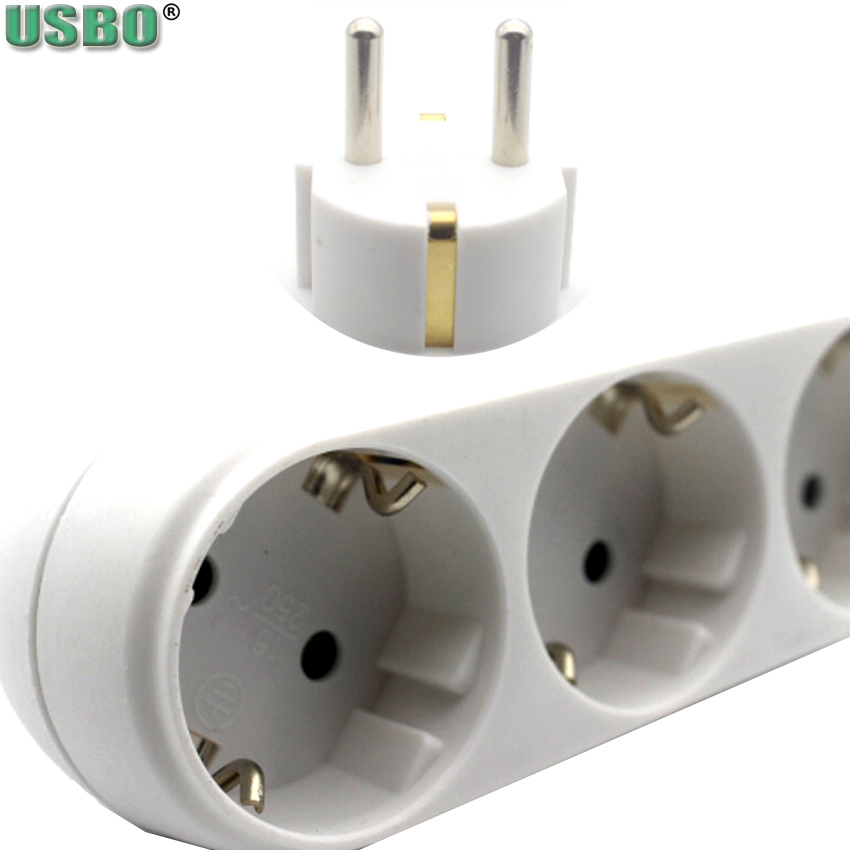 White EU 3pole Power Convert Plug Wall Socket 16A 250V 3way 2way Power Strip Outlet Triple German Standard Adapter Plug 3500w