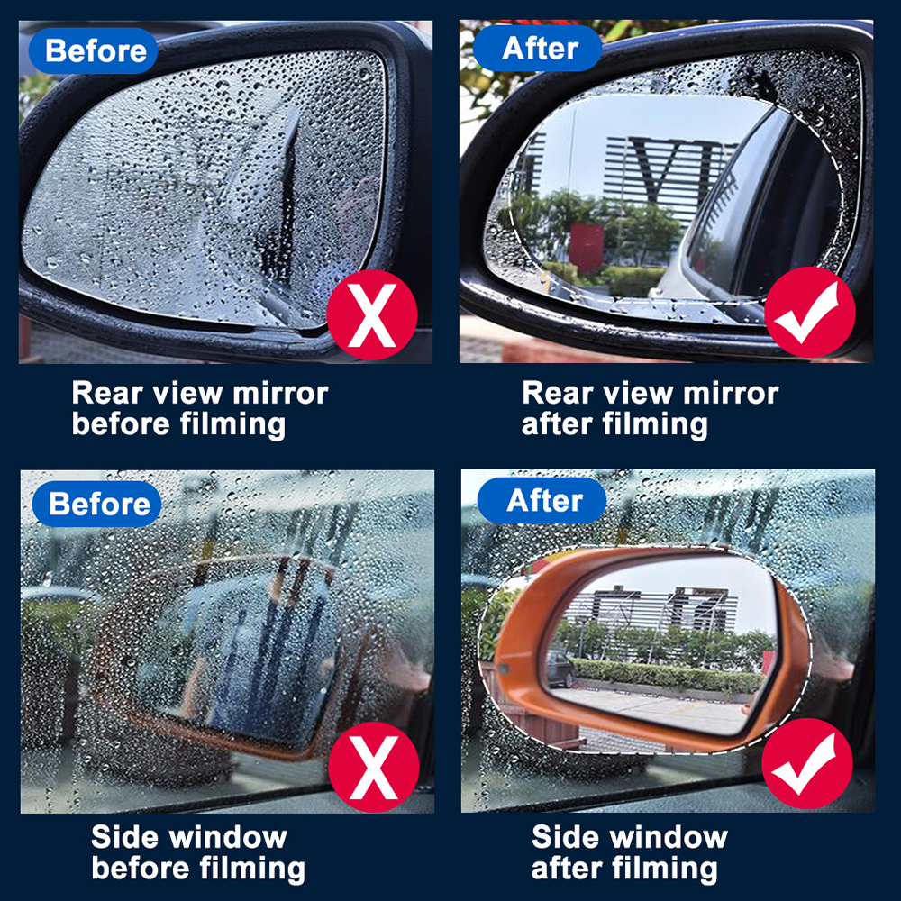 2 PCs Protective film on the rear-view side mirror with protection from glare of headlights, rain, fog, film on side mirrors auto