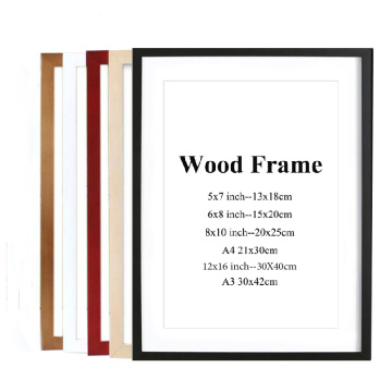 Black White Wood Color Picture Photo Frame A4 A3 Creative Wooden Frame Natural Solid Simple Wooden Frame Wall Mounting