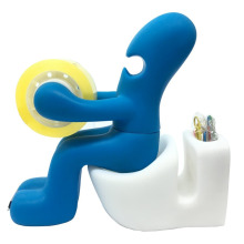 The New Blue Butt Station - Desk Accessory: Tape Dispenser Pen Memo Holder Clip Storage (blue & white)