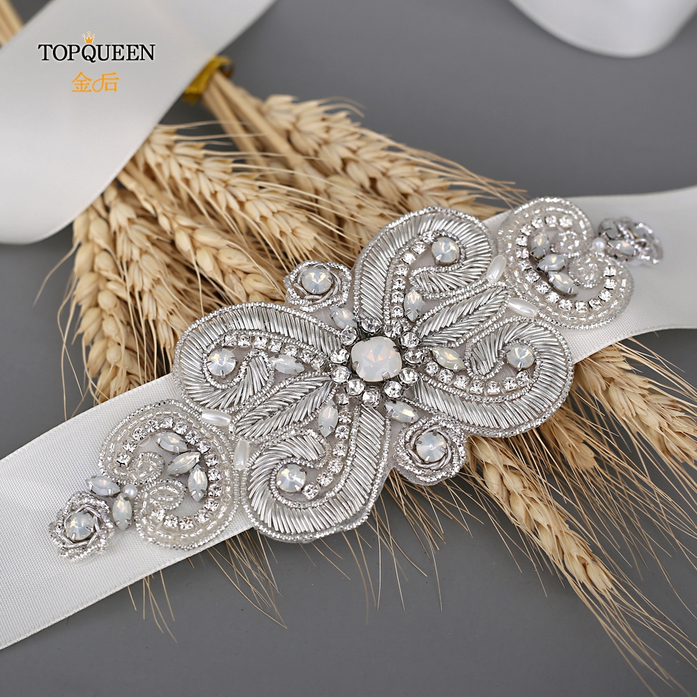 TOPQUEEN S372 Royal Medal Craft Wedding Belts Rhinestone Crystals Beaded New Bling Bridal Belt Wedding Accessories For party